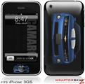 iPhone 3GS Decal Style Skin - 2010 Chevy Camaro Aqua - White Stripes