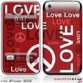 iPhone 3GS Decal Style Skin - Love and Peace Red