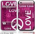 iPhone 3GS Decal Style Skin - Love and Peace Hot Pink