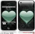 iPhone 3GS Decal Style Skin - Glass Heart Seafoam Green