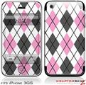 iPhone 3GS Decal Style Skin - Argyle Pink and Gray