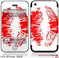 iPhone 3GS Decal Style Skin - Big Kiss Red Lips on White