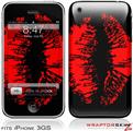 iPhone 3GS Decal Style Skin - Big Kiss Red Lips on Black