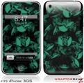 iPhone 3GS Decal Style Skin - Skulls Confetti Seafoam Green