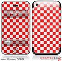 iPhone 3GS Decal Style Skin - Checkered Canvas Red and White