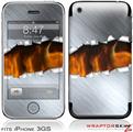iPhone 3GS Decal Style Skin - Ripped Metal Fire