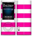 iPod Nano 5G Skin Kearas Psycho Stripes Hot Pink and White