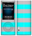 iPod Nano 5G Skin Kearas Psycho Stripes Neon Teal and Gray