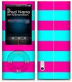 iPod Nano 5G Skin Kearas Psycho Stripes Neon Teal and Hot Pink