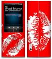 iPod Nano 5G Skin Big Kiss Lips White on Black