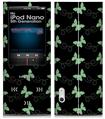 iPod Nano 5G Skin Pastel Butterflies Green on Black