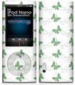 iPod Nano 5G Skin Pastel Butterflies Green on White
