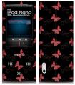 iPod Nano 5G Skin Pastel Butterflies Red on Black