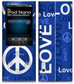 iPod Nano 5G Skin Love and Peace Blue
