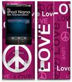 iPod Nano 5G Skin Love and Peace Hot Pink