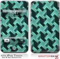 iPod Touch 2G & 3G Skin Kit Retro Houndstooth Seafoam Green