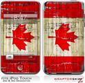iPod Touch 2G & 3G Skin Kit Painted Faded and Cracked Canadian Canada Flag