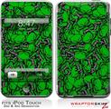 iPod Touch 2G & 3G Skin Kit Scattered Skulls Green