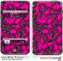 iPod Touch 2G & 3G Skin Kit Scattered Skulls Hot Pink