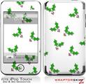 iPod Touch 2G & 3G Skin Kit Christmas Holly Leaves on White