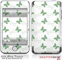 iPod Touch 2G & 3G Skin Kit Pastel Butterflies Green on White