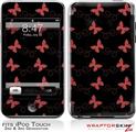 iPod Touch 2G & 3G Skin Kit Pastel Butterflies Red on Black