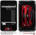iPod Touch 2G & 3G Skin Kit 2010 Chevy Camaro Jeweled Red - Black Stripes