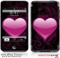 iPod Touch 2G & 3G Skin Kit Glass Heart Grunge Hot Pink