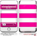 iPod Touch 2G & 3G Skin Kit Kearas Psycho Stripes Hot Pink and White