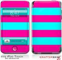 iPod Touch 2G & 3G Skin Kit Kearas Psycho Stripes Neon Teal and Hot Pink