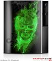 Sony PS3 Skin Flaming Fire Skull Green