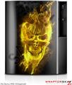 Sony PS3 Skin Flaming Fire Skull Yellow