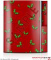 Sony PS3 Skin Christmas Holly Leaves on Red
