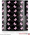 Sony PS3 Skin Pastel Butterflies Pink on Black