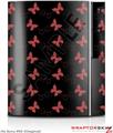 Sony PS3 Skin Pastel Butterflies Red on Black