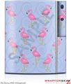 Sony PS3 Skin Flamingos on Blue