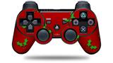Christmas Holly Leaves on Red - Decal Style Skin fits Sony PS3 Controller (CONTROLLER NOT INCLUDED)