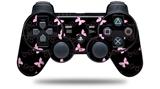 Pastel Butterflies Pink on Black - Decal Style Skin fits Sony PS3 Controller (CONTROLLER NOT INCLUDED)