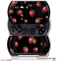 Strawberries on Black - Decal Style Skins (fits Sony PSPgo)