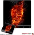 Sony PS3 Slim Skin Flaming Fire Skull Orange