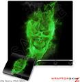 Sony PS3 Slim Skin Flaming Fire Skull Green