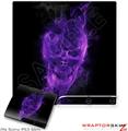 Sony PS3 Slim Skin Flaming Fire Skull Purple