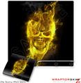 Sony PS3 Slim Skin Flaming Fire Skull Yellow