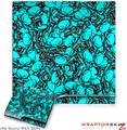 Sony PS3 Slim Skin Scattered Skulls Neon Teal