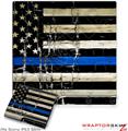 Sony PS3 Slim Skin Painted Faded Cracked Blue Line Stripe USA American Flag