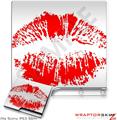 Sony PS3 Slim Skin - Big Kiss Lips Red on White