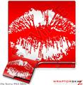 Sony PS3 Slim Skin - Big Kiss Lips White on Red