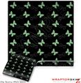 Sony PS3 Slim Skin - Pastel Butterflies Green on Black