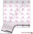 Sony PS3 Slim Skin - Pastel Butterflies Pink on White