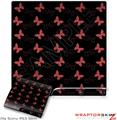 Sony PS3 Slim Skin - Pastel Butterflies Red on Black